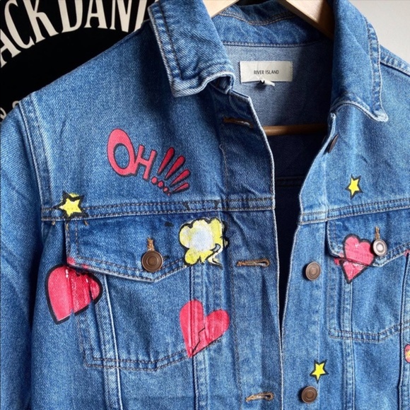 river island patchwork denim jacket